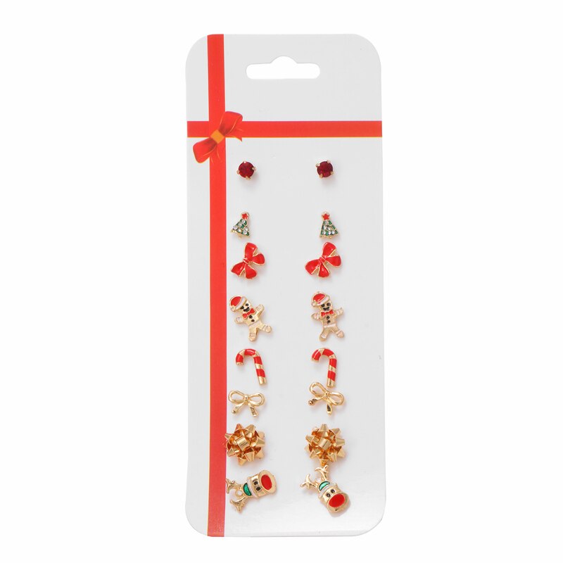 8 par/sæt julemand hjorte snemandstræ jule øreringe små krystal perle øreringe til kvinder smykker: K0259c