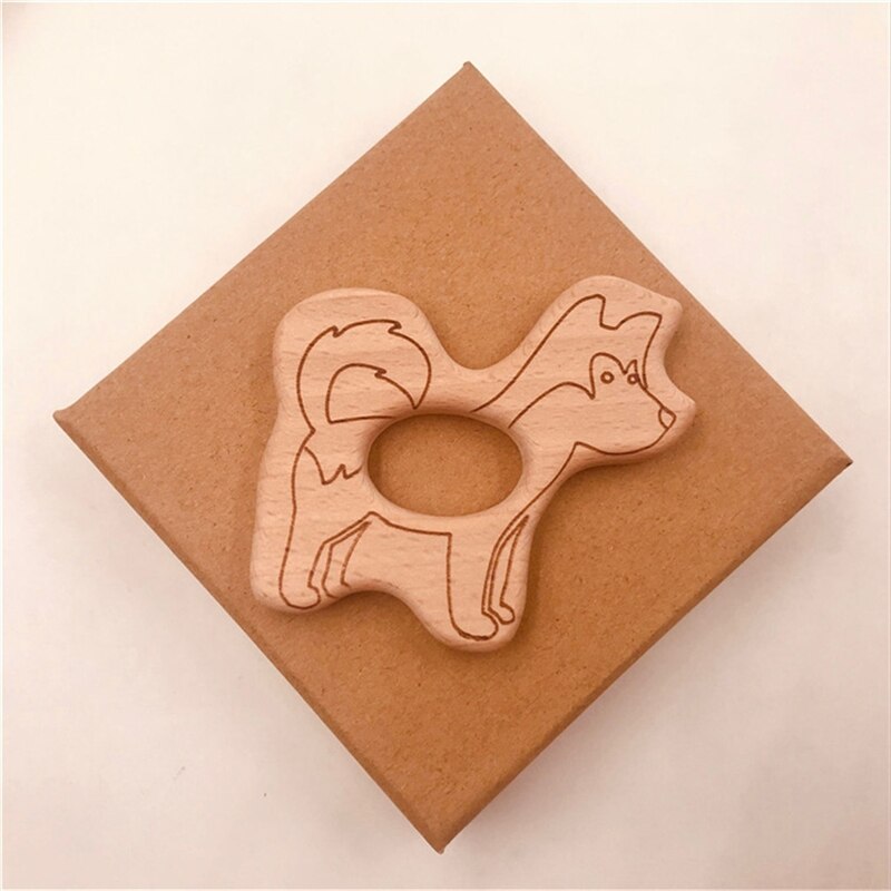 Houten Baby Pupply Bijtring Drie-Dimensionale Modellering Bijtring Baby Molaire Bite Rubber Kind Bijtring Verpleging