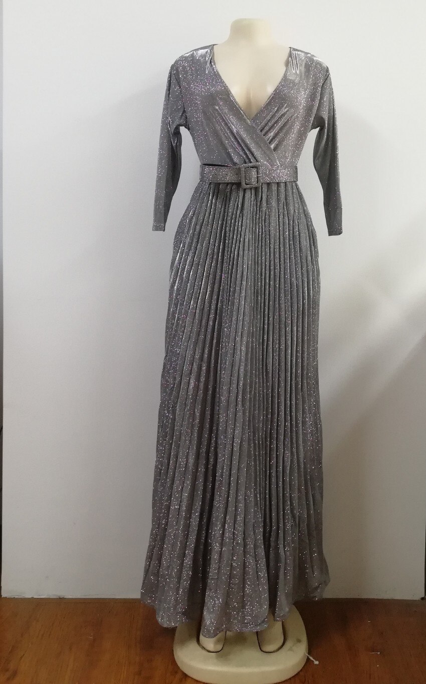 Afrikaanse Jurken Voor Vrouwen Dashiki Lange Maxi Jurken Bazin Riche Traditionele Afrikaanse Kleding Drie Kwart Mouw Geplooide Jurk