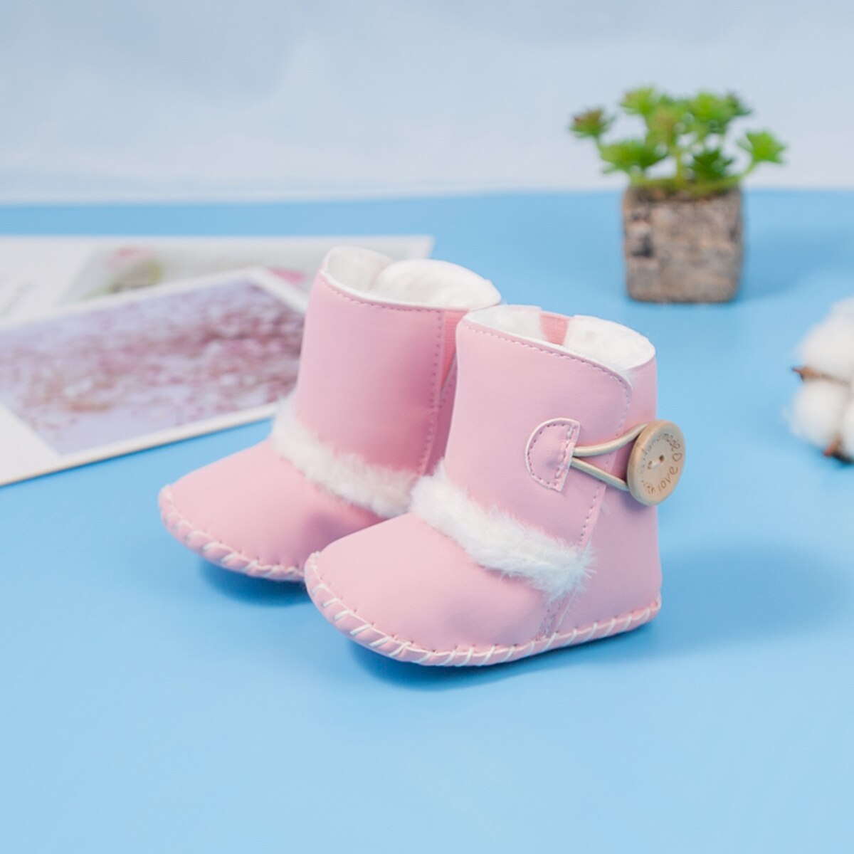Baby Winter Knoppen Snowboots Warme Schoenen Anti-Slip Pluche Jongen Meisjes Enkellaarsjes Pasgeboren Baby Wieg Laarzen Zapatos bebe