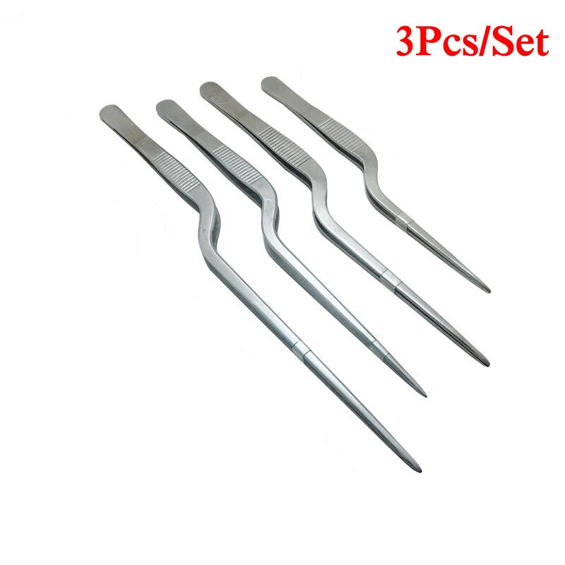 Pinzas atraumaticas de acero inoxidable, pinzas curvadas, limpiador de pestañas, 3 unids/set por juego