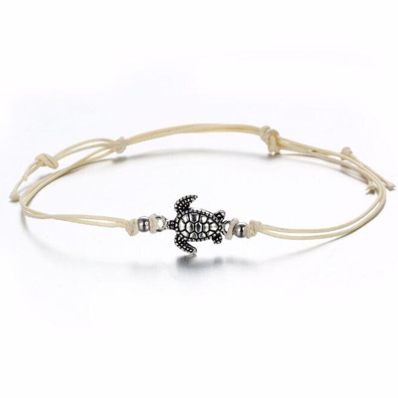 Boho Style Ankle Bracelet Bohemia Sea Turtle Starfish Charms Beach Anklets For Women Handmade Leg Bracelet Foot Jewelry Anklet: Turtle-Beige