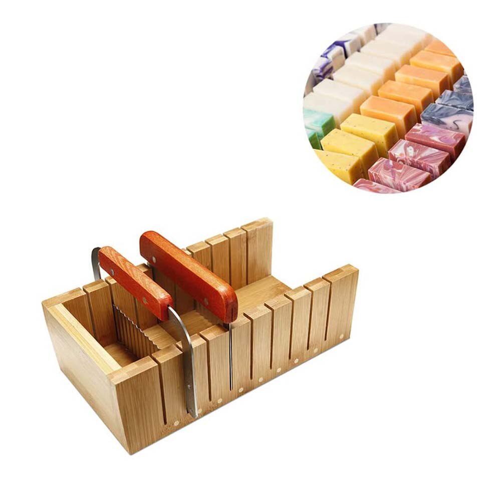 3 In 1 Adjustable Wooden Soap Cutter Box Soap Making Tools Set Stainless Steel Wax Soap Slicer Wavy Knifes Soap Making Kits