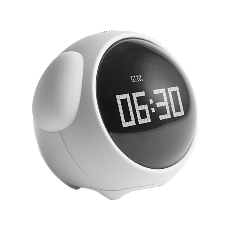 HBK Pixel Alarm Clock Multifunctional Student Bedside Night Light Clock Electronic Snooze Children Alarm Clock: White
