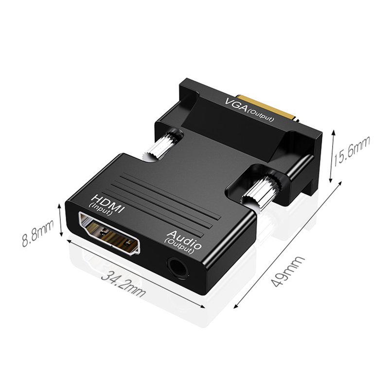 Hdmi till vga med ljudadapter, hd-kabelgränssnitt för pc/skärm/tv/projektor-omvandlare