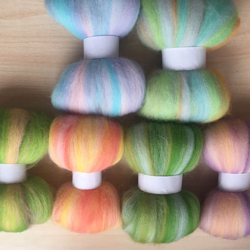 WFPFBEC-lana para fieltro peinado, 100% de lana merina, para costura, conjunto de bricolaje, 10g/bolsa, 6 colores, 70S