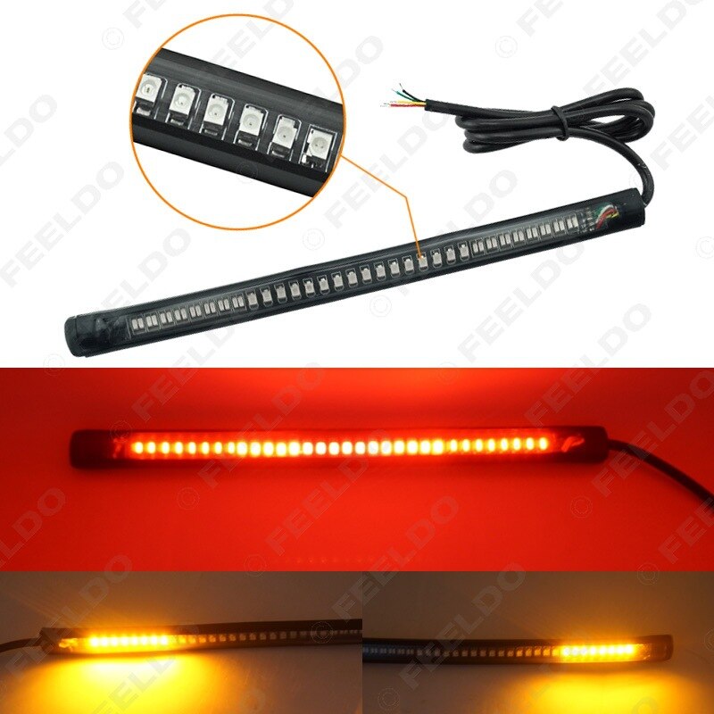 8 " motorcykel led baglygtestriber 48 led rød bremsebaglygte stop baglygte rav blinklys multifunktion vandtæt: Default Title
