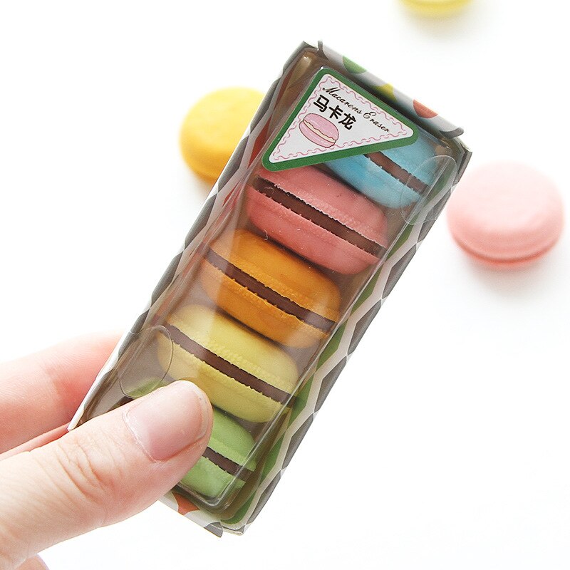 4 pak = 20 stks Kawaii Korea briefpapier heerlijk dessert Macaron Cake gustless verse Gum schoolbenodigdheden