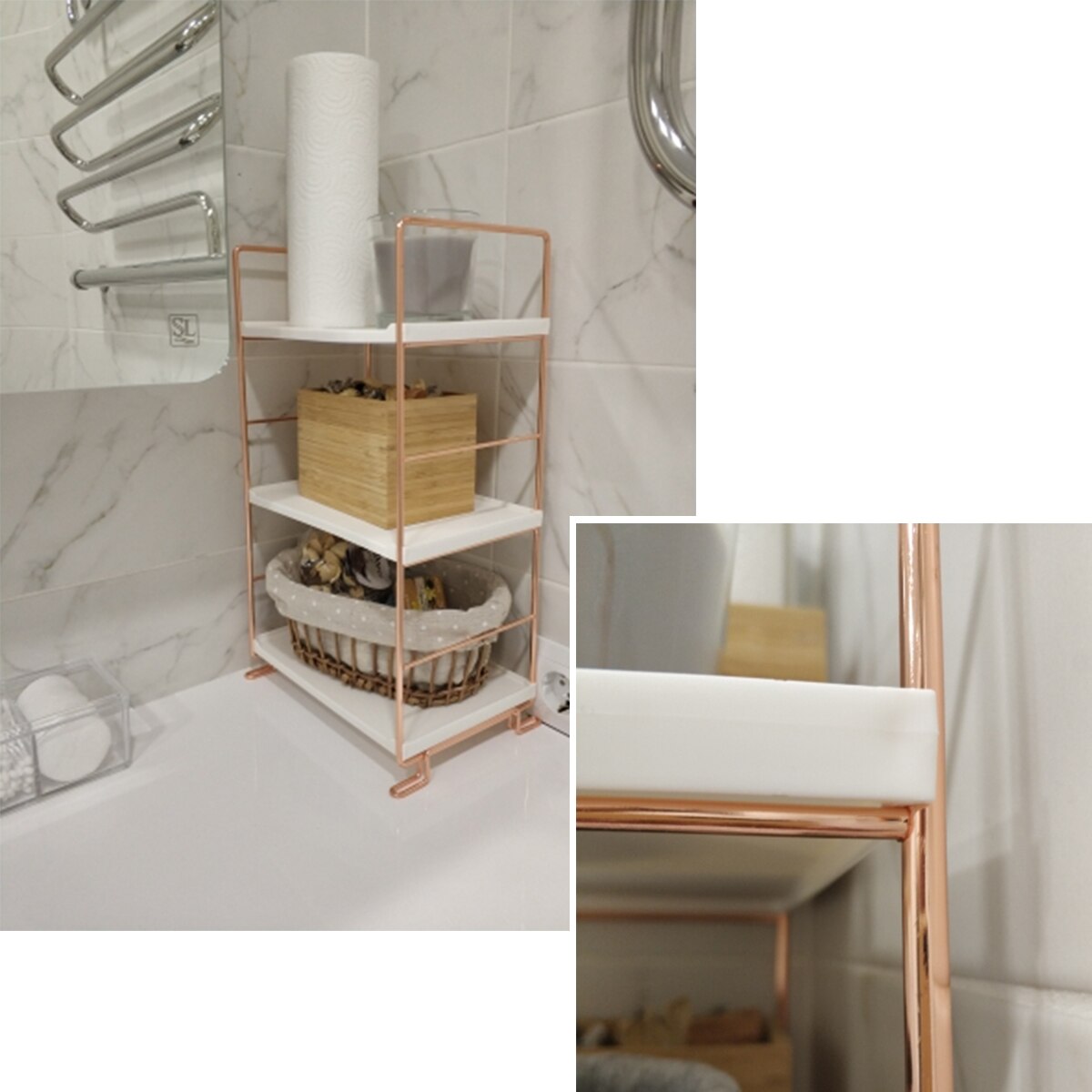 Bathroom Organizer Washroom Vanity Shelf Storage Rack Corner Caddy Tooth Stand Holder Bathtub Tray Adjusted layer Height