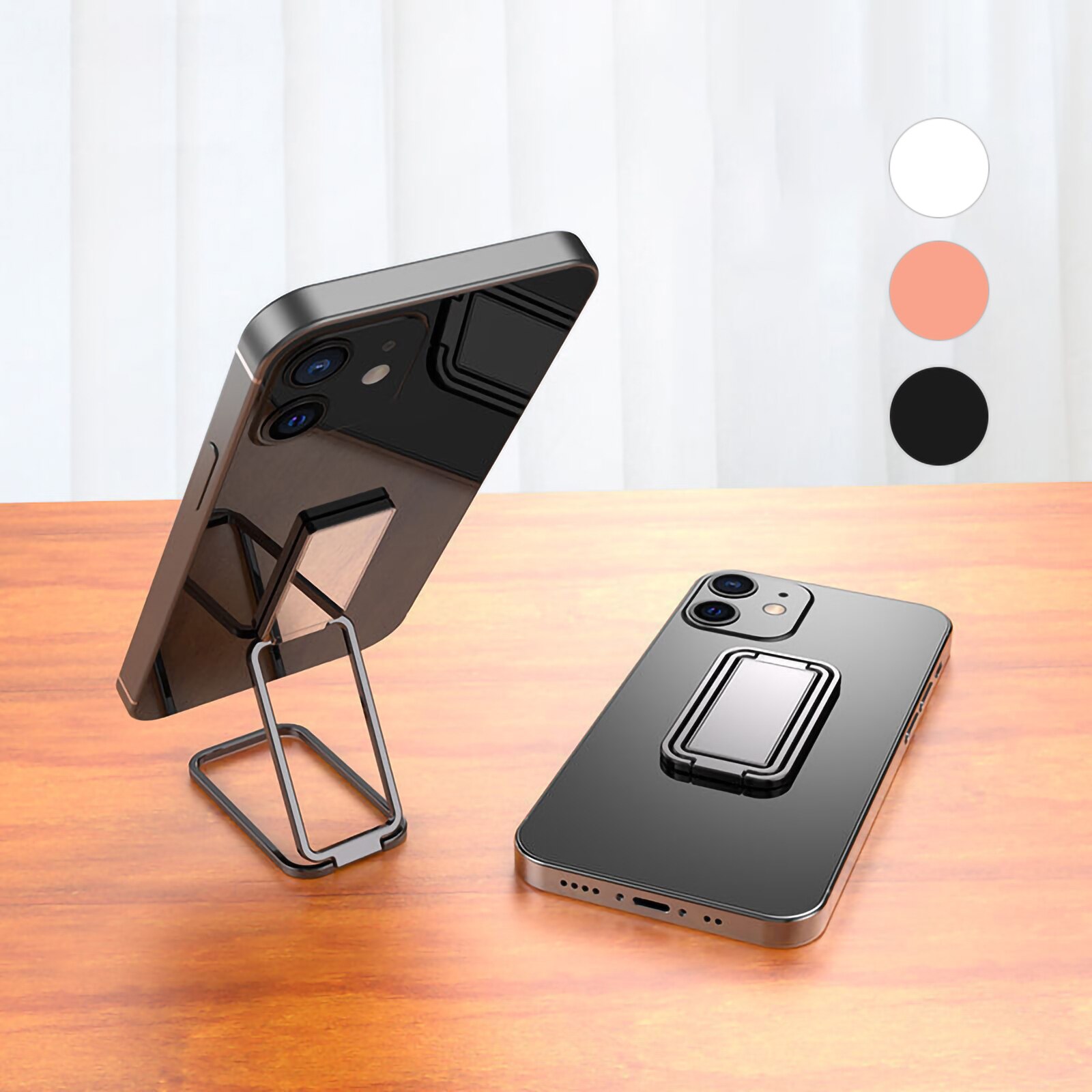 2022 metal zink legering mobiltelefon holder til tablet firkantet folde dobbelt finger ring beslag doven enkelhed praktisk stander