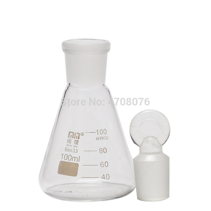 50-500ml Glas afgestudeerd erlenmeyer met stop transparant Borosilicate erlenmeyer Driehoek kolven voor chemische test