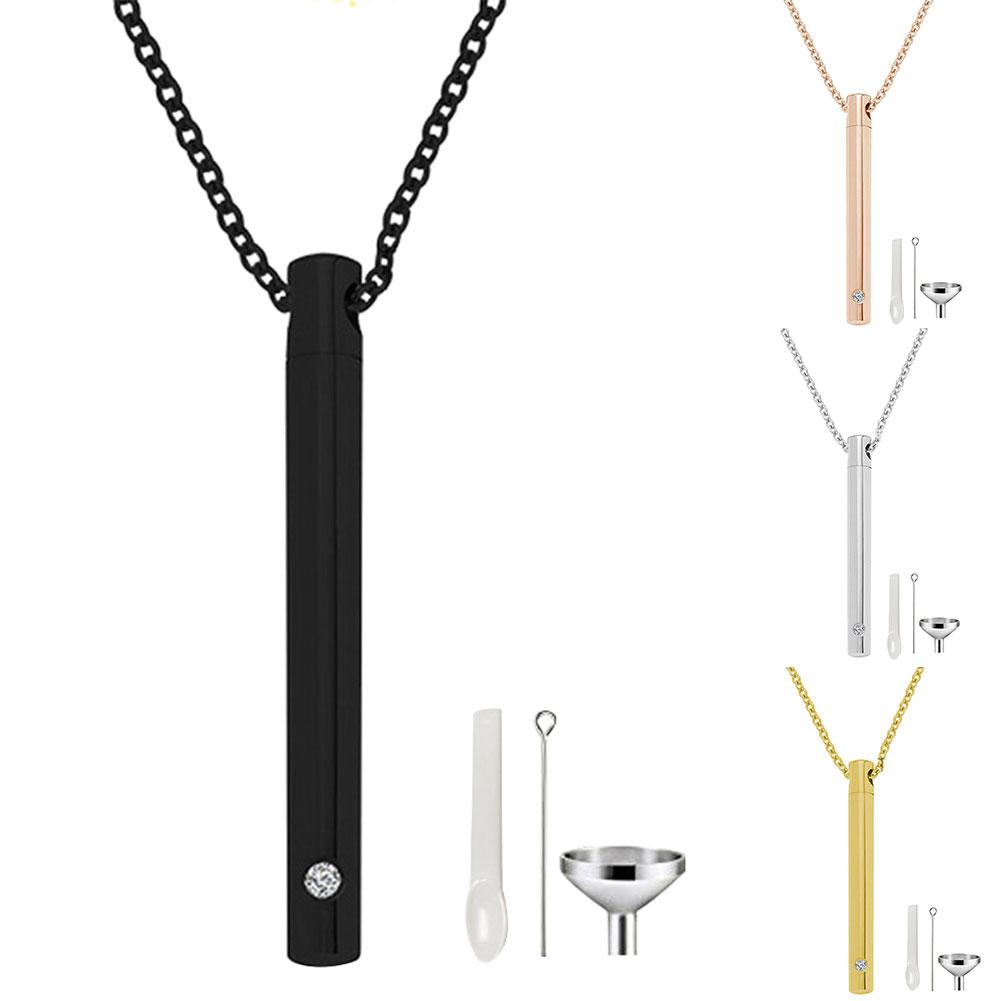 Unisex Rvs Sieraden Huisdier Cilinder Kristal Gedenktekens Schroef Open Crematie Urn Ketting Hanger Ash Case Houder