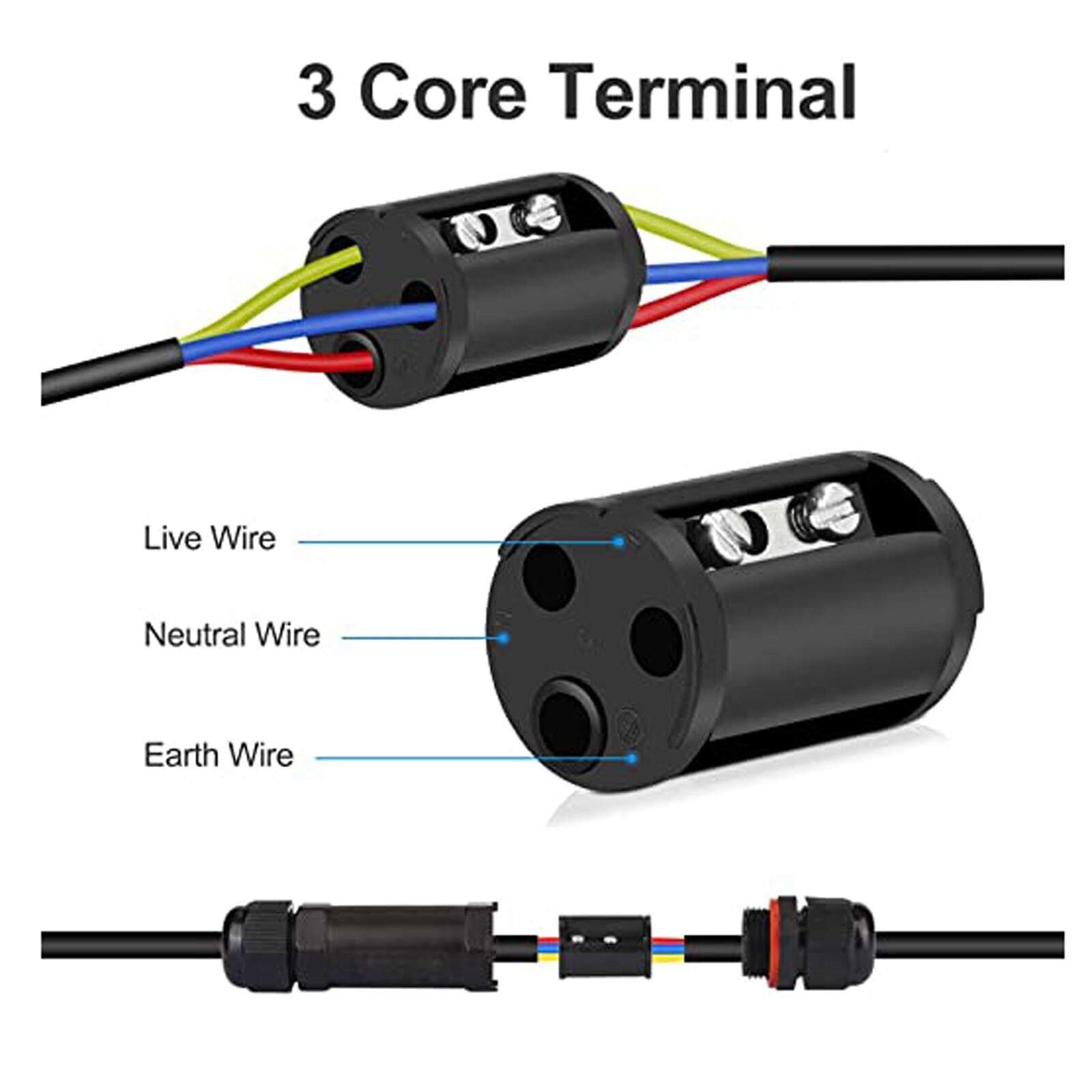6PC Junction Box Waterproof UV Sunproof Outdoor Multiple ways Plastic Electrical Junction Box Case Cable Wire Protect Connector