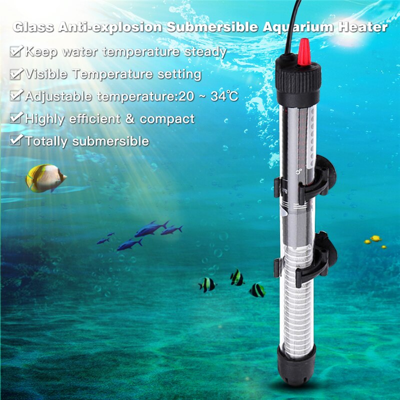 Aquarium Heater Verwarmingselement Automatische Eu Plug Hoge Temperatuur Weerstand Waterdichte Vis Tanks 25W/50W/100W/200W/300W