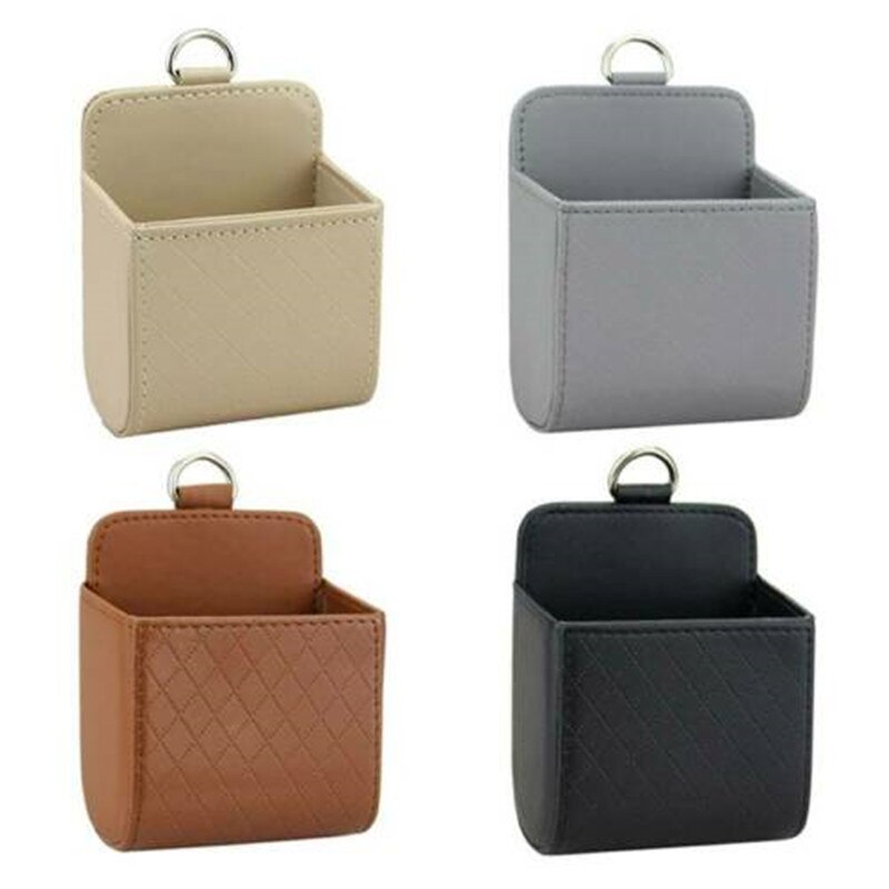 Auto Vent Outlet Trash Box PU Leather Car Phone Holder Storage Bag Organizer Automobile Hanging Box Car Styling bag
