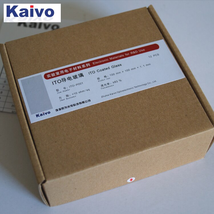 Verre enduit ITO pour R & D 100*100*1.1mm, <10 ohms/sq