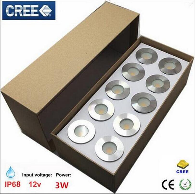 3w led underjordisk lys  ip67 dc12v-24v cree innfelt gulvbelysning på vannet, vanntett begravd lampe, hagelykt
