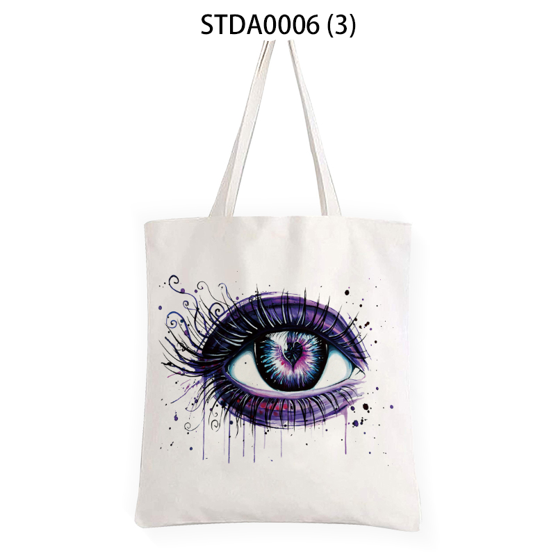 Mooie Ogen Grote Capaciteit Canvas Tote Schoudertas Stof Katoenen Doek Herbruikbare Boodschappentas Vrouwen Tassen Shopper Tassen Viaje: C-3