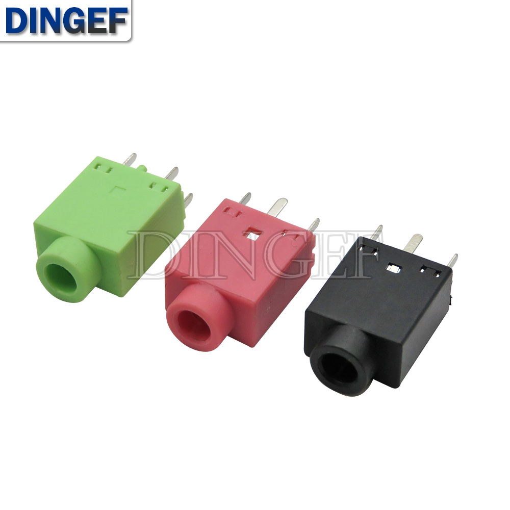 10 stk. pj -358 3.5mm hodetelefonkontakt 180 grader vertikal 5 pin  pj358