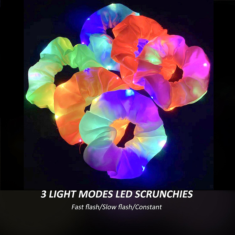 Popular parpadeante iluminado chica lazo para el cabello LED luminoso chica Scrunchies mujeres brillante Scrunchy cuerda para el cabello accesorios para el cabello