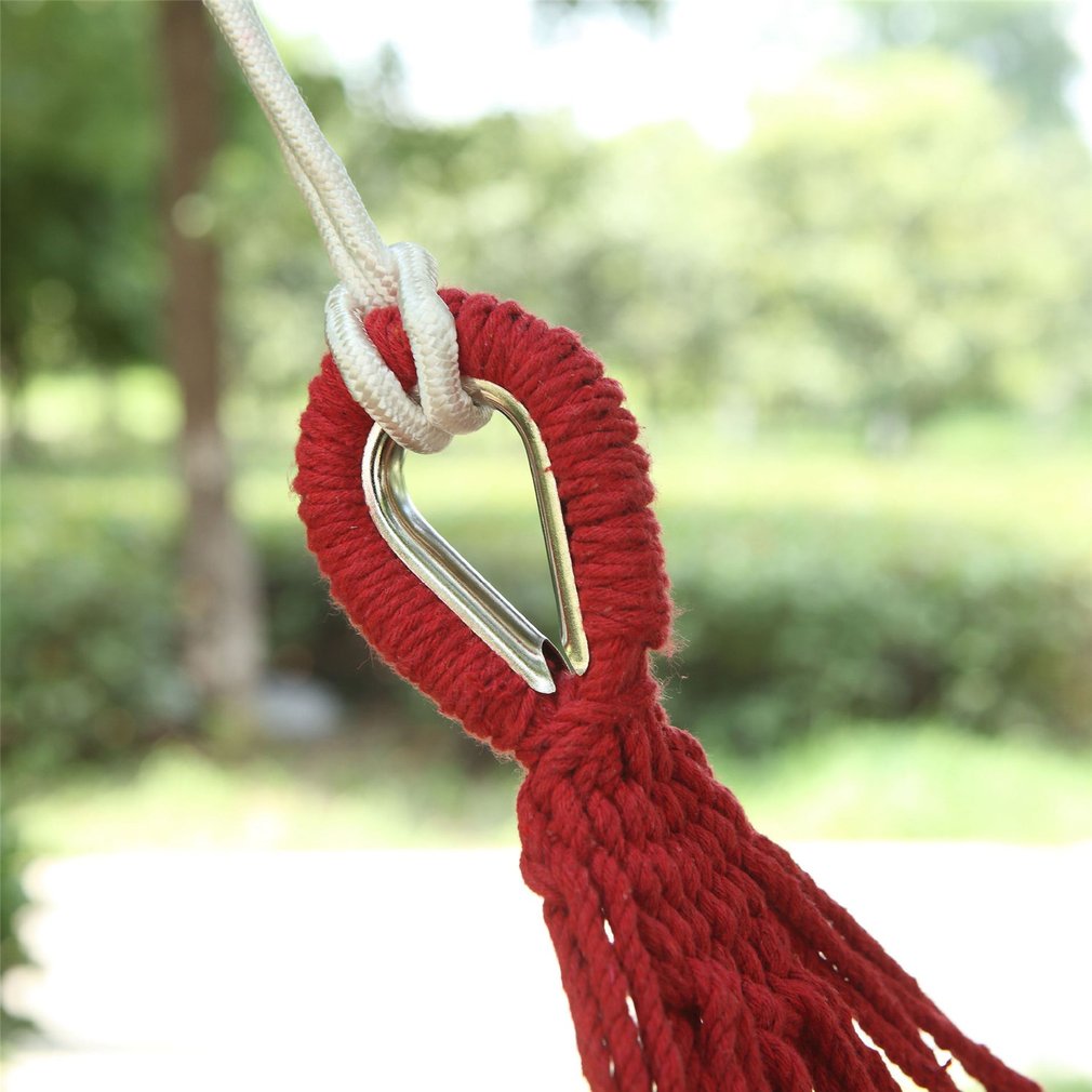 Dubbele Outdoor Hangmat Voor 2-Mensen Gekleurde Canvas Hangmat Leisure Camping Hangmat Anti-Rollover Hangmat Met Gebogen Stok