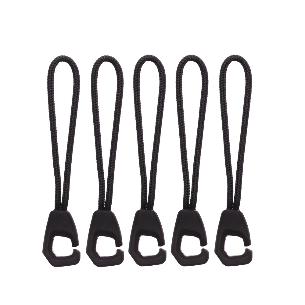5Pcs/Bag DIY Black Zipper Pull Puller End Fit Rope Tag Fixer Zip Cord Tab Replacement Clip Broken Buckle Travel Bag Backpack: 7-5PCS