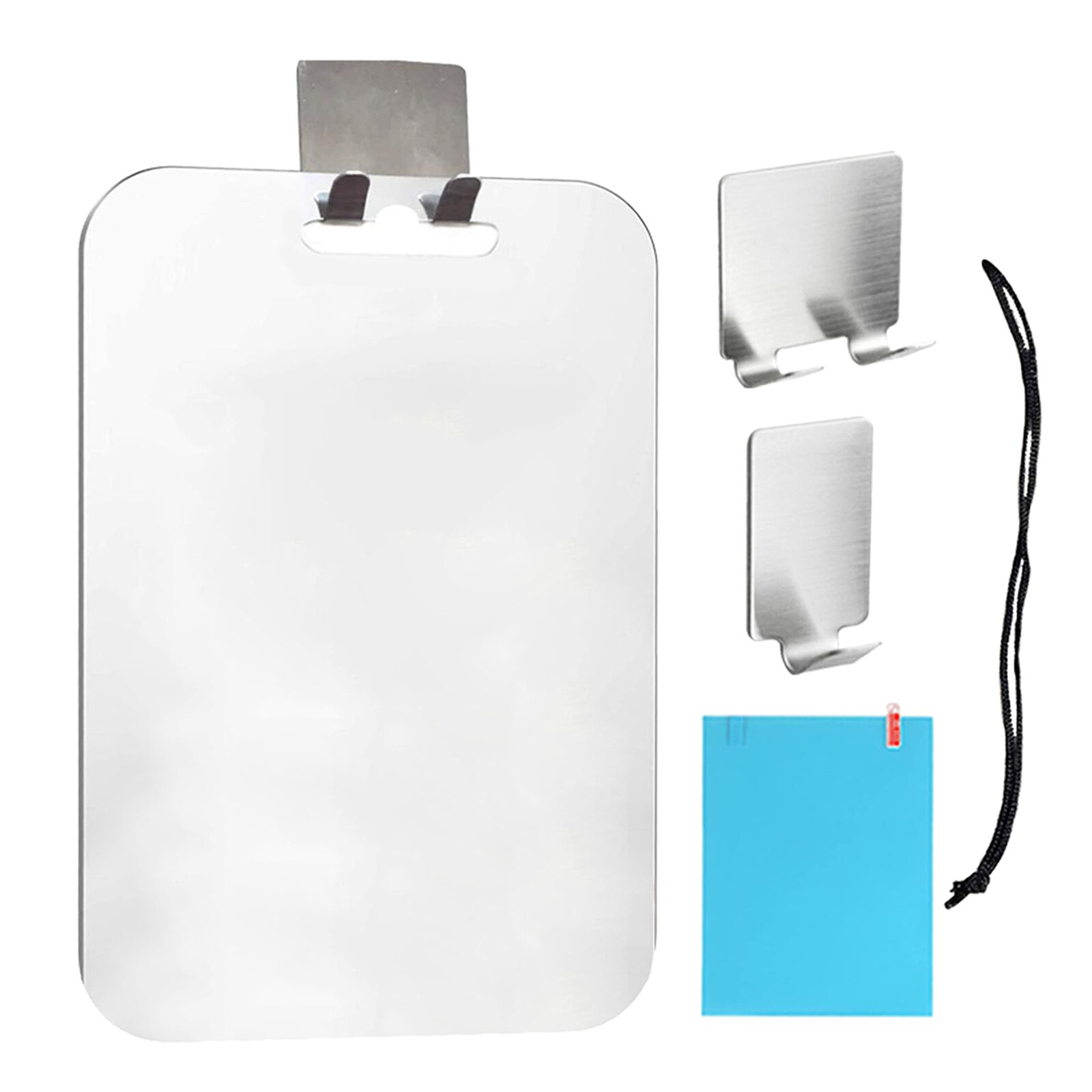 Deluxe Large Fogless Shower Mirror 2 Adhesive Hooks Acrylic Fog-Free Frameless Bathroom Makeup Shave Portable Men Women