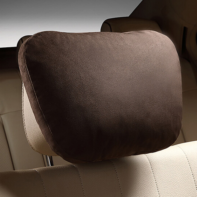 2pcs Car Headrest Maybach S Class Ultra Soft Pillow Suede Fabric For Mercedes-Benz 29*19cm Back Cushion Accessories: Khaki