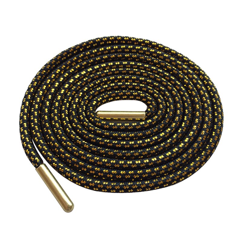 Weiou-lacets de chaussures à Grain croisé noir et or, cordes de sport pailletées, nouveauté ronde, lacets extensibles pour chaussures de sport pour baskets