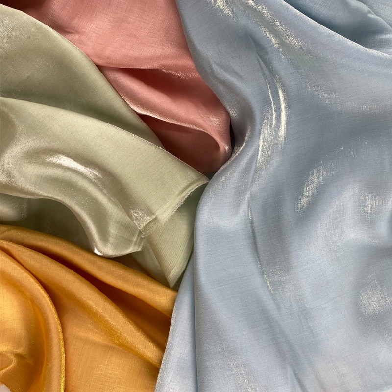 Cf701 effen gele/gouden/blauwe/roze/grijze glanzende zachte dunne zomerstoffen voor jurken, katoenen tencel satijnen stoffen, handgemaakte doe-het-zelf stoffen