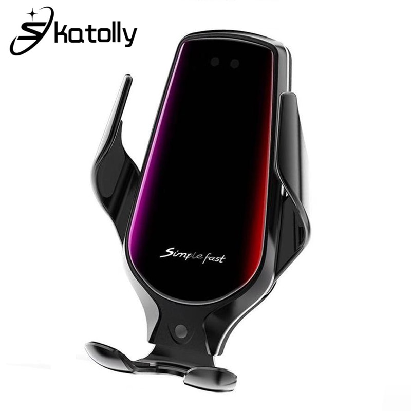 Skatolly Automatische Spann Auto R3 Drahtlose Ladegerät Schnell Ladung Für Iphone 11 Profi XR XS Huawei Qi Infrarot Sensor Telefon Halfter