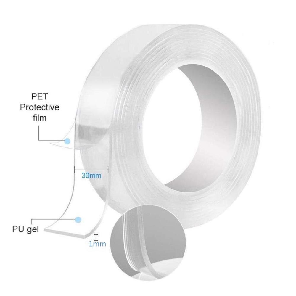 Durable 1M/2M/3M Nano Tape Double Sided Tape Transparent No Trace Reusable Waterproof Adhesive Tape Cleanable