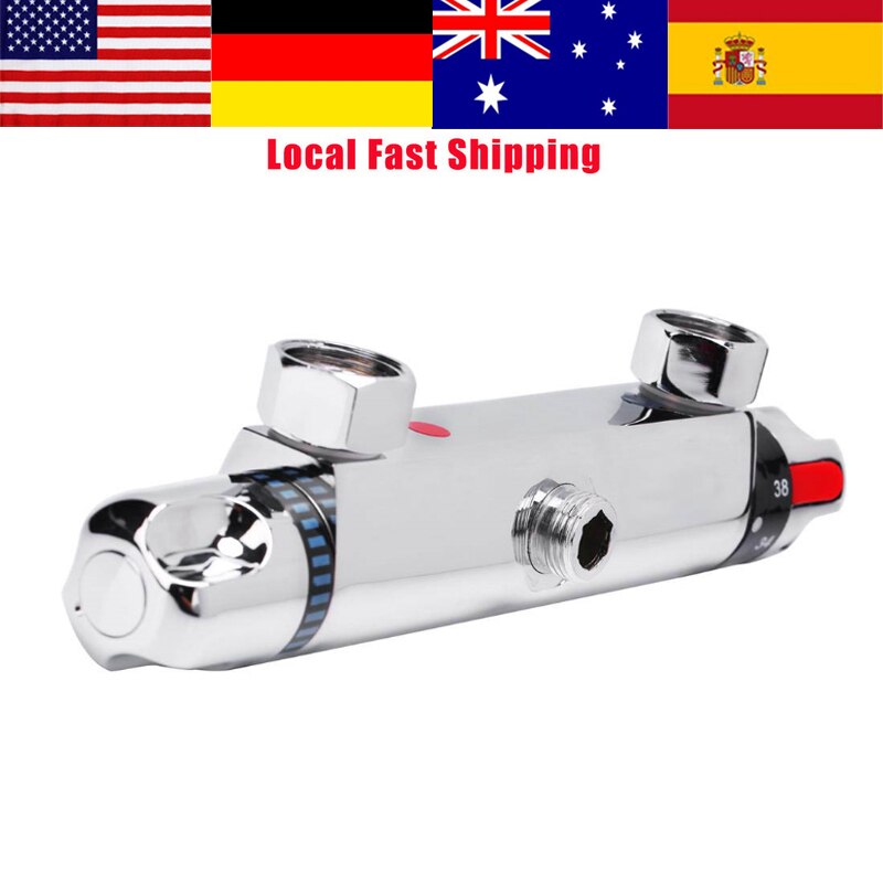 Modern Chrome Thermostatic Mixer Valve Bar Replacement Valve Outlet Temperature Control Shower valve Home Bathroom Accessory
