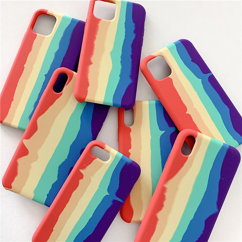 Cassa Del Telefono di alta Qualità Arcobaleno di Silicone Liquido per il iPhone 11 Pro Max Xr Xs Xsmax 7 8 Più SE 2020 foral Caso di Tpu Nuova Copertura