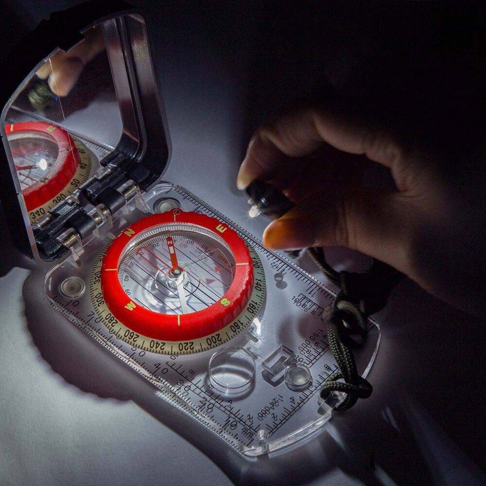 BIJIA Multifunction Compass Portable Magnifying Ruler Scale Scout Hiking Camping Boating Orienteering Map