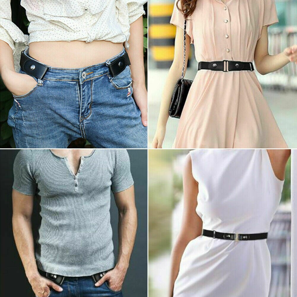Trend Men Women's Buckle-Free Elastic Invisible Belts Jeans Trousers Casual Clothes Accessories Simple Waistband
