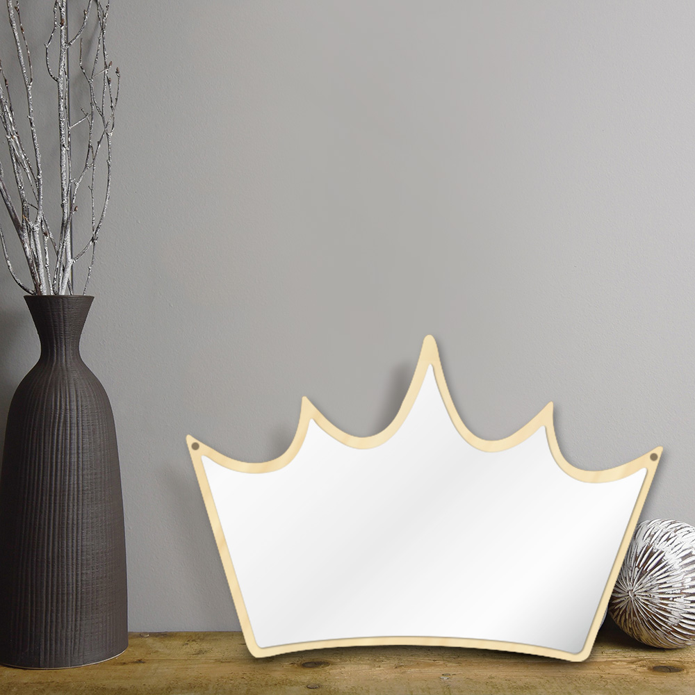 King of crown dekorativt vægspejl træ og akryl pige prinsesse krone sikkerhedsspejl kid room baby spejl til hende