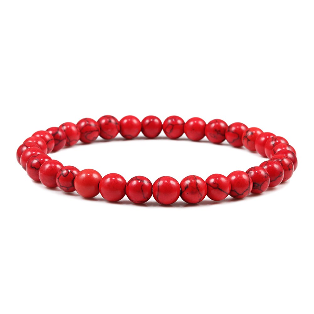 6mm 8mm 10mm pedra natural vermelho turquesa oração frisado pulseira rosário meditação pulseiras masculino feminino yoga jóias presente pulsera: 6MM