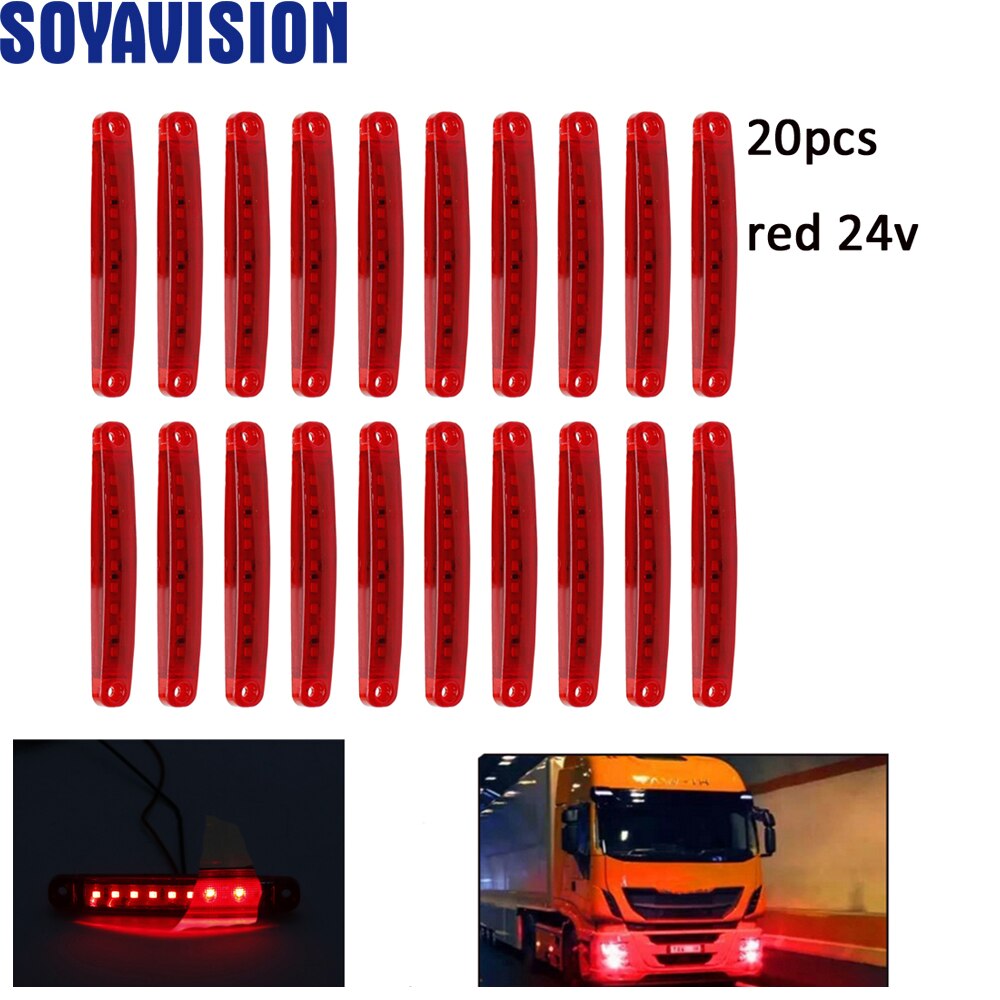 20 Stuks Auto Buitenverlichting Led 24V Led Auto Auto Bus Vrachtwagen Vrachtwagen Side Marker Indicator Lage Led Trailer licht Achterzijde Lamp