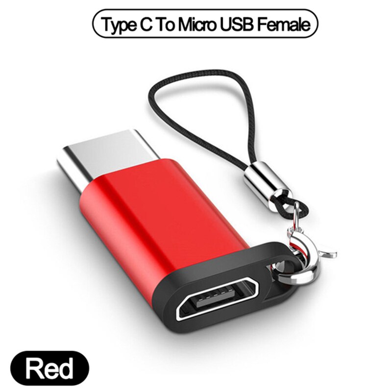 2IN1 cavo Micro usb maschio a USB femmina per telefono cellulare tipo C a connettore USB adattatore OTG convertitore in lega di alluminio in movimento: Type C-Micro Red