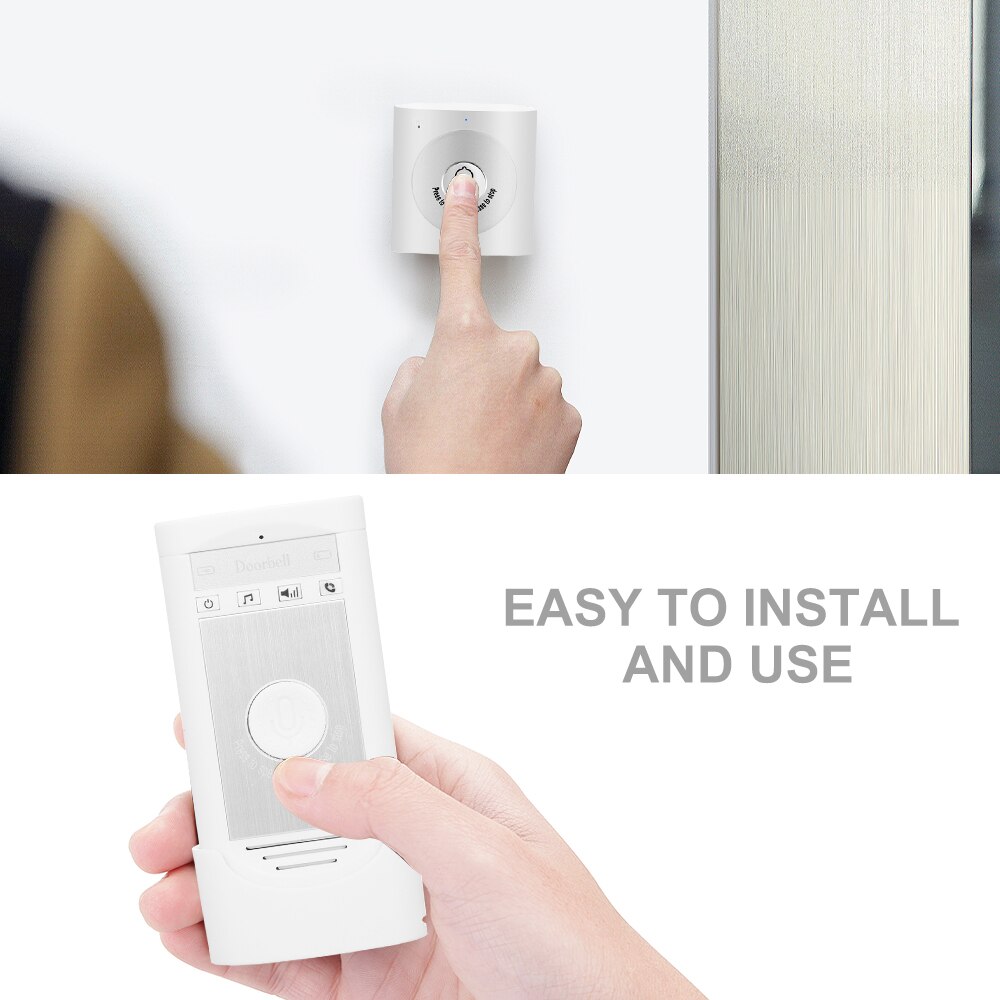 Wireless Voice Intercom Doorbell 2-way Talk Monitor with 1*Outdoor Unit Button 1* Indoor Unit Receiver Smart Home Security