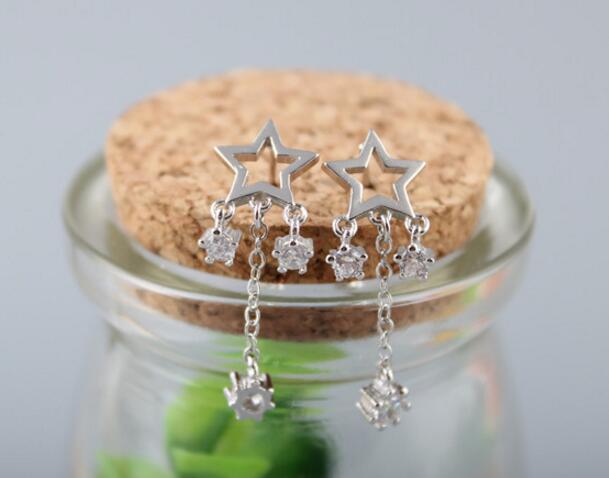 Anenjery Romantische Ster Kwastje Oorbellen Voor Vrouwen Zilver Kleur Oor Sieraden Voor Vrouwen S-E139