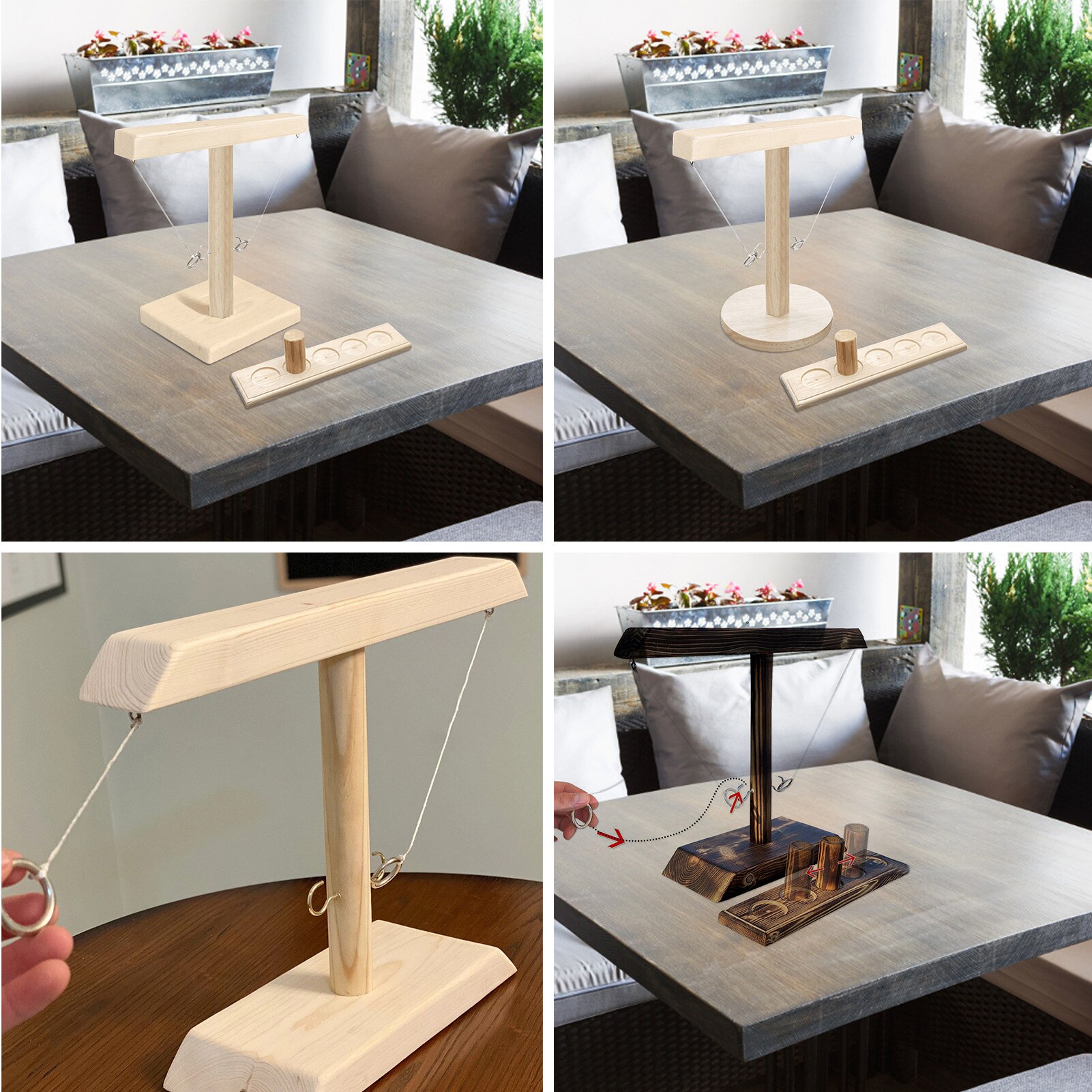 Novelty Ring Toss Game Party Toy Modern Simple Wooden Hook Game Set Hooks Fast-paced Interactive Game Leisure Industrial Style