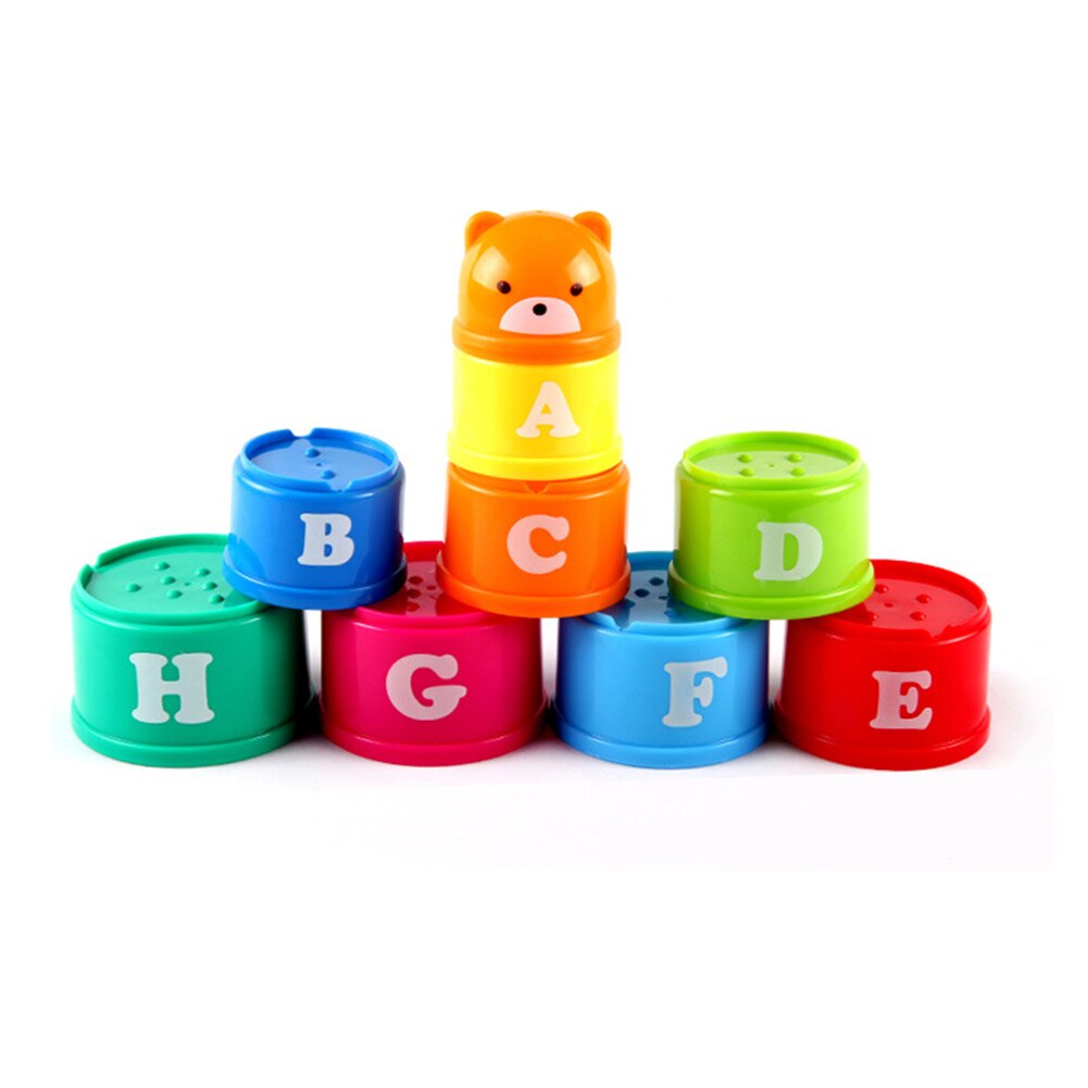 9 stk baby legetøj stabling kopper tårne sortering indlejring til børns pyramidekarakter og tal pædagogisk stak kop legetøj