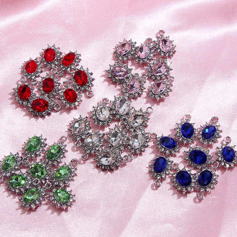 Flatfoosie 10 Pz/set di Modo FAI DA TE Accessori Dei Monili di Cristallo Multicolore Geometrica Strass per Fare il Orecchini FAI DA TE Collane