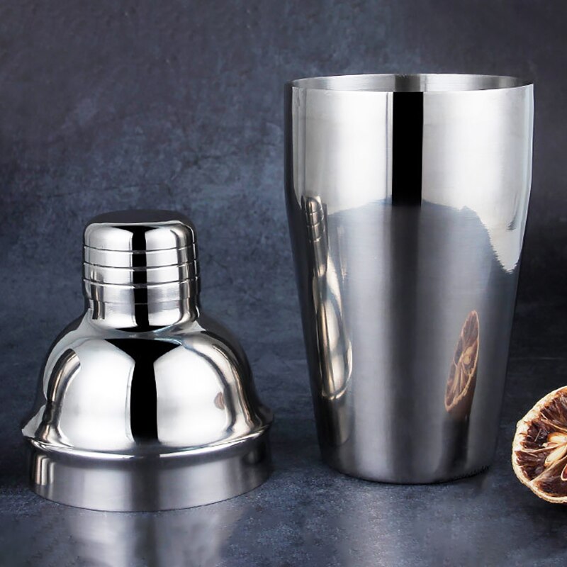 550ML Cocktail Mixer Martini Cocktail Shaker Boston Shaker Stainless Steel Bartender Wine Cup Bar Set with Wooden Rack Bar Tools