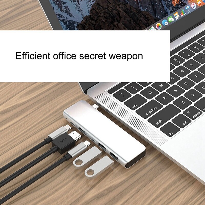 5-In-1 USB C di Tipo HUB-C a Più Porte USB 3.0 di Tipo C Adattatore di Alimentazione USB-C HUB Splitter Dock