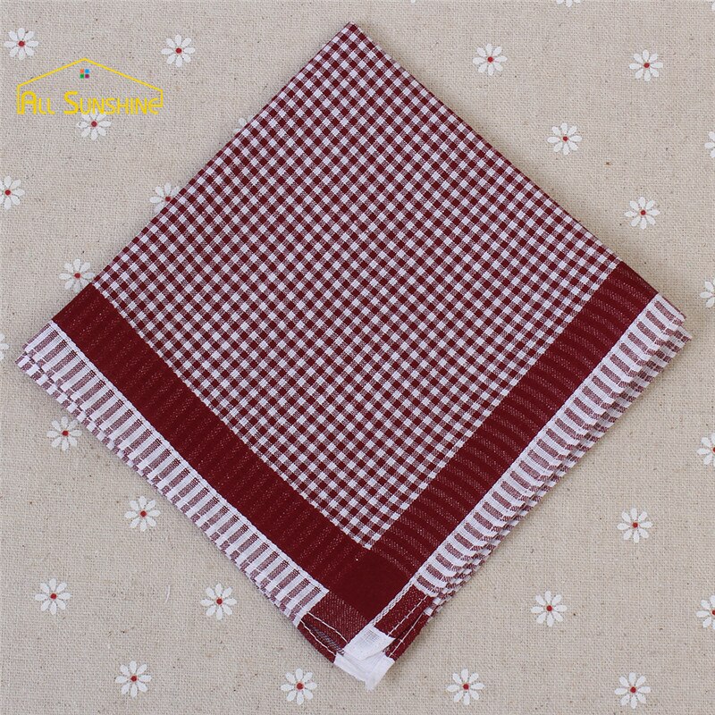 10Pcs Striped Plaid Handkerchief Cotton Printing Hanky Men&#39;s Business Pocket Square Towel 29*29CM Wedding Hankies 5