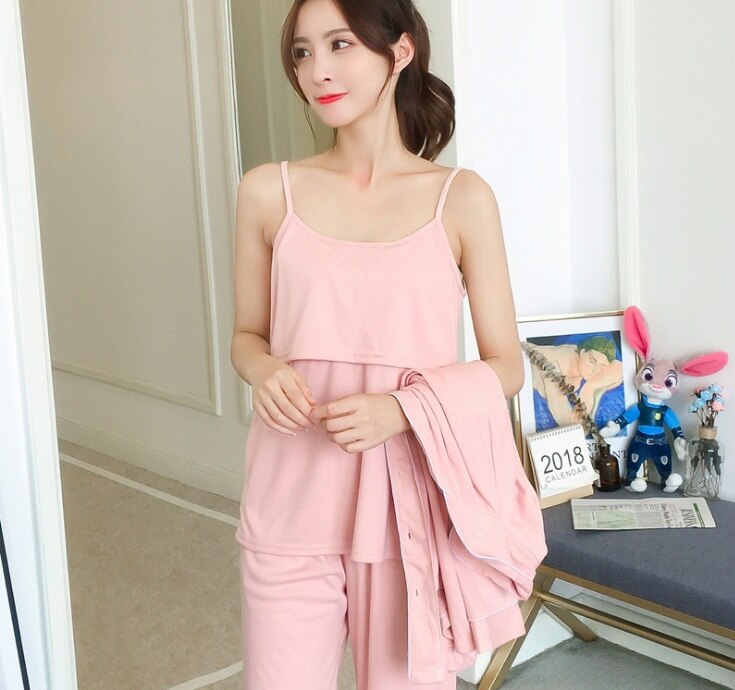 Katoenen Moeders 3 stks Moederschap nachtkleding Verpleging nachtjapon Moederschap Borstvoeding kleding voor Zwangere Vrouwen zwangerschap Pyjama