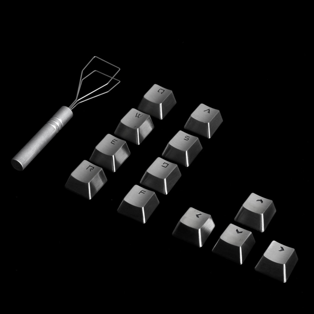 Rvs Richting Pijl Keycaps Voor Cherry Mx Switch Mechanische Gaming Toetsenbord Qwerasdf Backlit Metalen Keycaps: 12pcs metal keycaps